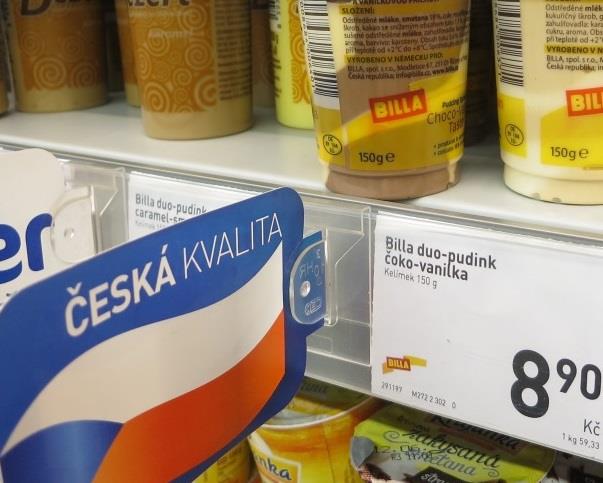 BILLA, Puding Spirello, Choco-Vanilla Taste, pudingový dezert a čokoládovou a vanilkovou příchutí