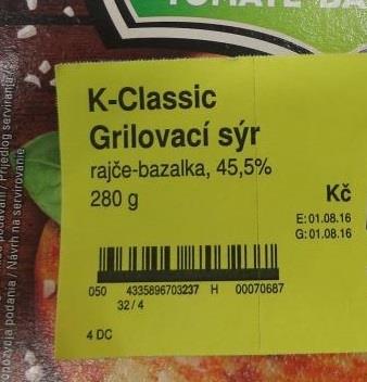 K Classic, Plátky k pečení a grilování se sýrem, rajčaty a bazalkou