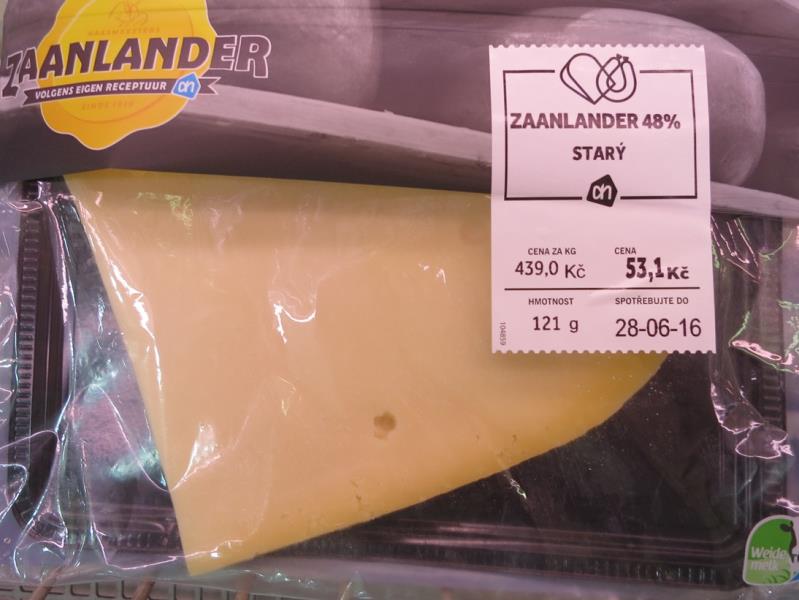 Zaalander starý, plátky. Přírodní sýr plnotučný.