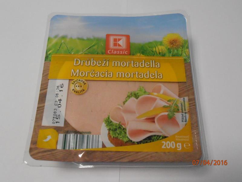 Drůběží mortadella, masný výrobek tepelně opracovaný