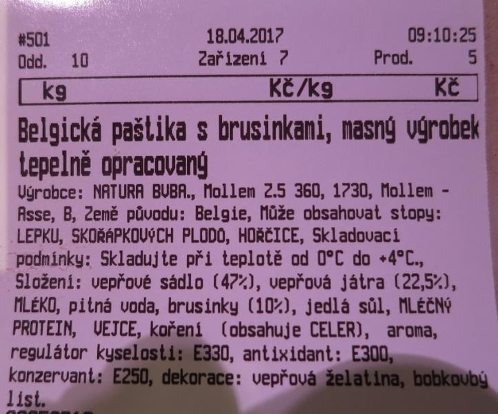 Belgická paštika s brusinkami