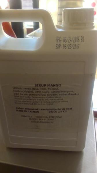 Malý nápoj: SIRUP BEZ CHEMICKÝCH BARVIV MANGO 30 ml + ZELENÝ JASMÍNOVÝ ČAJ 370 ml