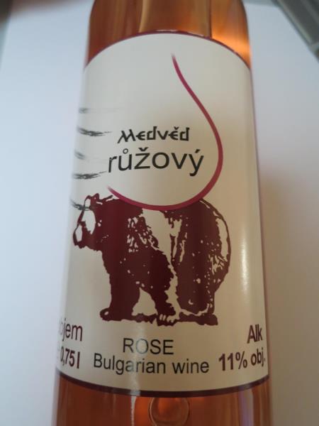 MEDVĚD RŮŽOVÝ,  ROSE Bulgarian wine, alk. 11% obj