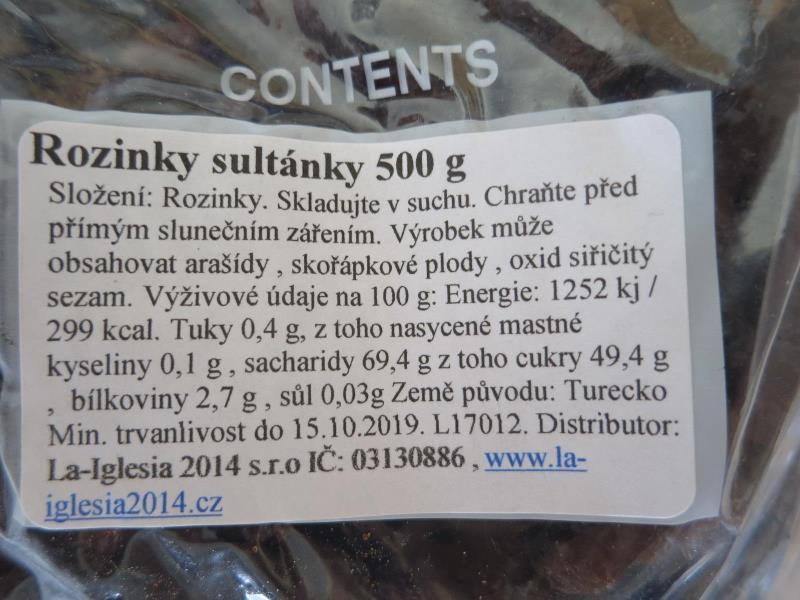 Rozinky sultánky 500g