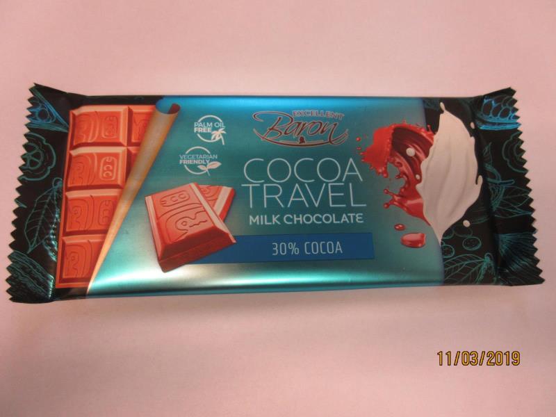 Mléčná čokoláda Excellent Baron cocoa travel