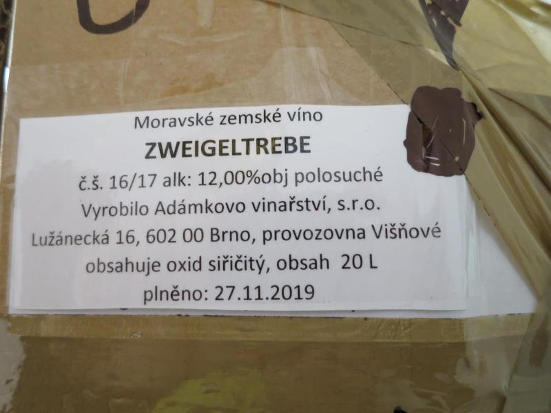 Zweigeltrebe, polosuché, č.š. 16/17, alk. 12,0% obj., MZV