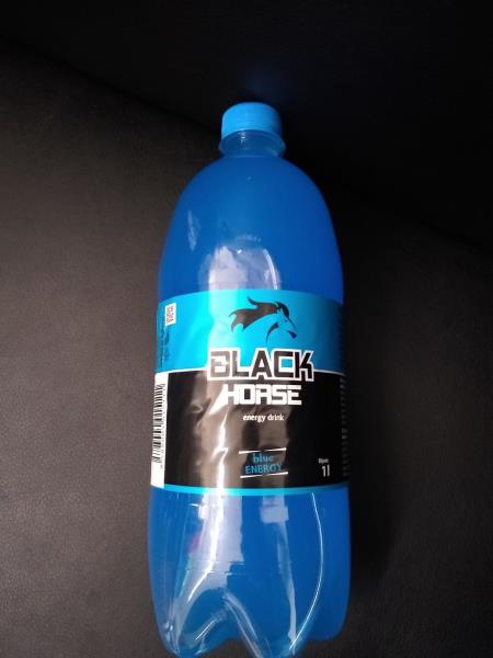 "BLACK HORSE energy drink, blue ENERGY" 