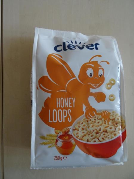 clever HONEY LOOPS Obilné kroužky s medem a s přídavkem vitaminů a minerálních látek