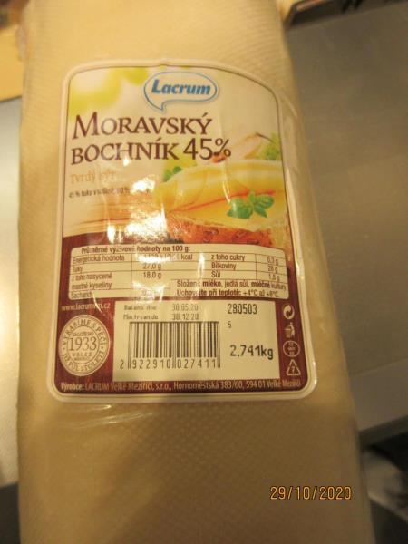 Lacrum MORAVSKÝ BOCHNÍK 45%; Tvrdý sýr