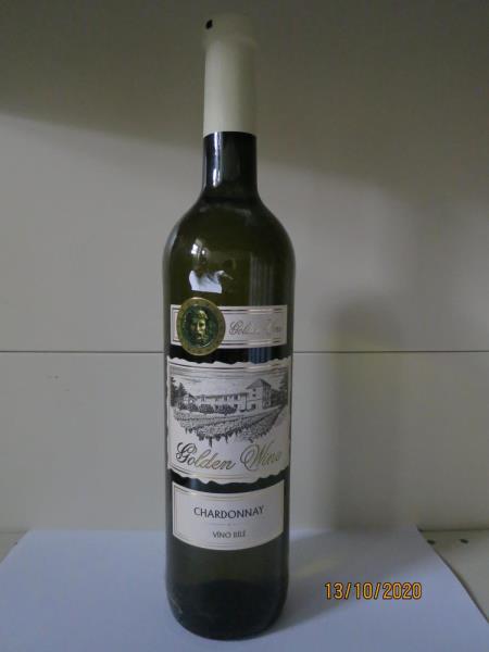 Golden wine, Chardonnay, víno bílé, polosladké, alk. 12 % obj., víno z EU – Španělsko