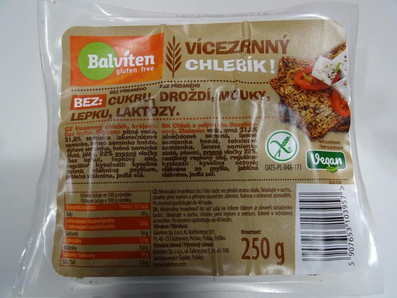 Balviten gluten free VÍCEZRNNÝ CHLEBÍK!