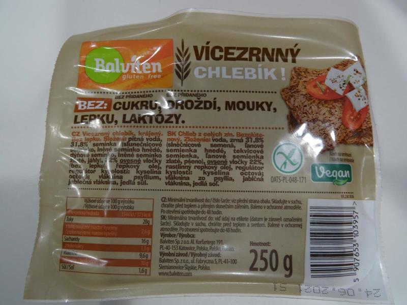 Balviten gluten free VÍCEZRNNÝ CHLEBÍK!