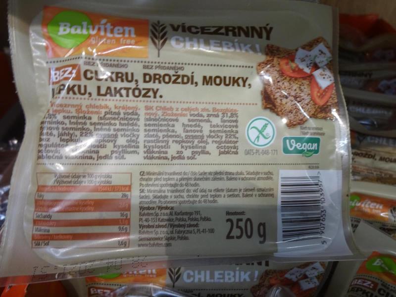 Balviten gluten free Vícezrnný chlebík