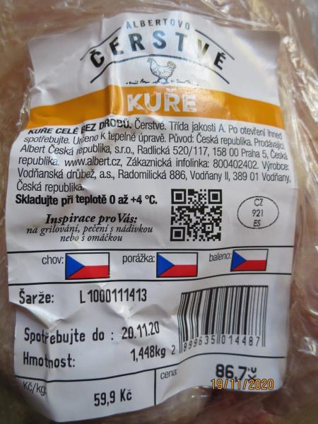 ALBERTOVO ČERSTVÉ KUŘE (KUŘE CELÉ BEZ DROBŮ)