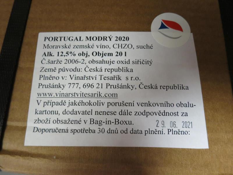 Modrý Portugal, suché, č. š. 2006-2, alk. 12,5% obj., MZV