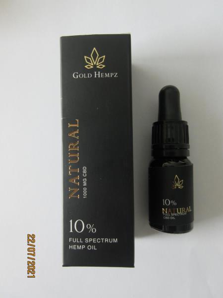 Gold Hempz 10% Natural 500 MG CBD, 10 ml