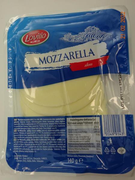 Lovilio MOZZARELLA slices, Sýr Mozzarella plátky