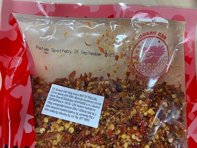 DRIED CHILLI  Sušené chilli 100 g drcené (BOT OT THAI LAN)