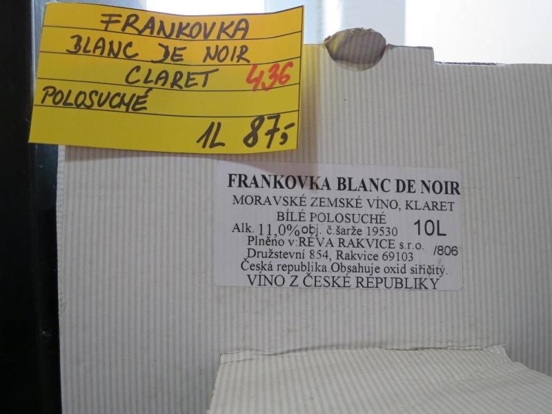 Frankovka blanc de noir klaret, polosuché, č.š. 19530, alk. 11,0% obj., MZV