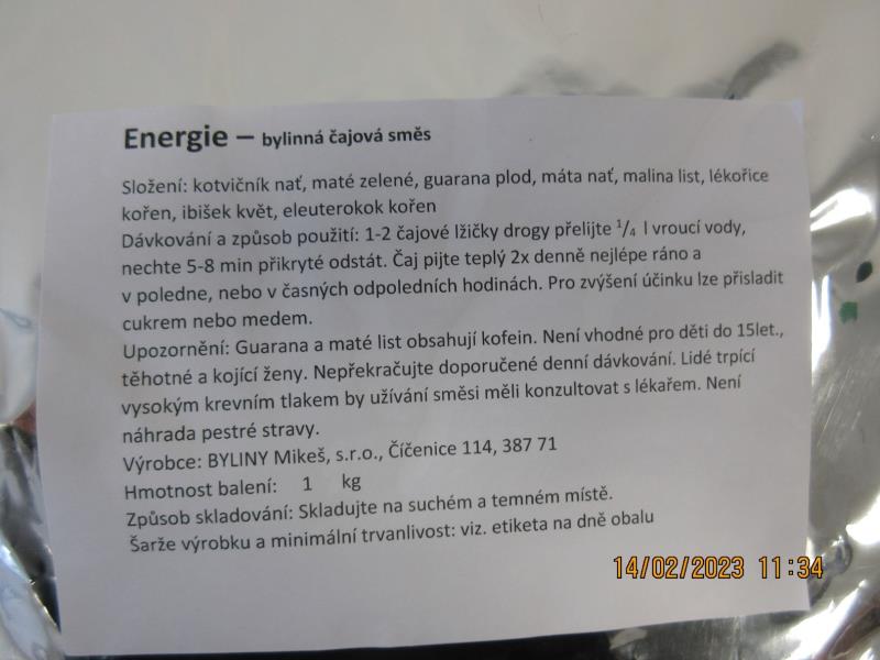 Energie - bylinná čajová směs