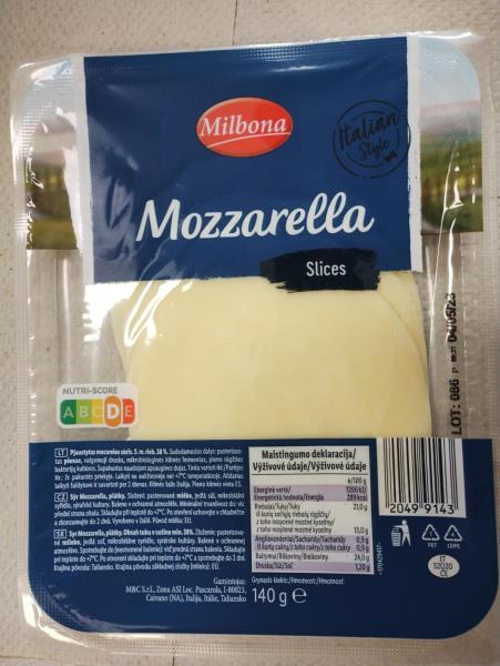 Milbona Mozzarella Slices, Sýr Mozzarella, plátky