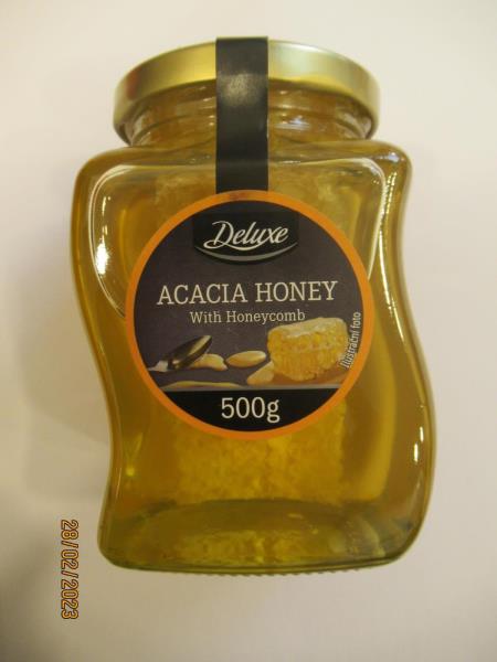 Deluxe ACACIA HONEY With Honeycomb, Akátový med s pláství, květový