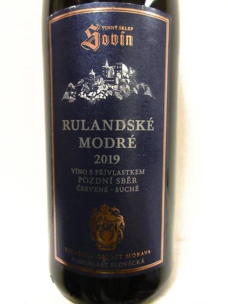 Rulandské modré, jakostní víno s přívlastkem pozdní sběr, červené, suché, alk. 12,5 % obj., víno z České republiky