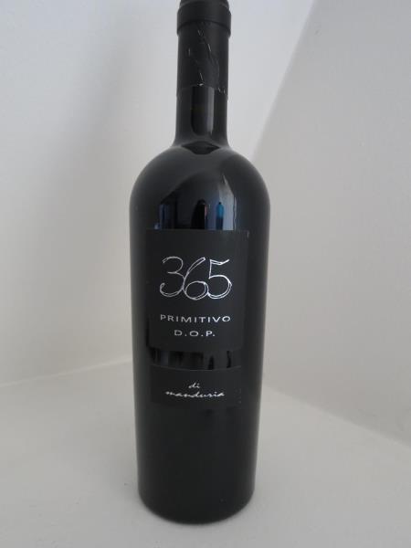 365 PRIMITIVO DI MANDURIA D0P 2020,červené víno polosuché, alk.15% Obj.