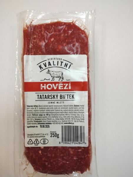 ALBERTOVO KVALITNÍ HOVĚZÍ TATRSKÝ BIFTEK JEMNĚ MLETÝ
