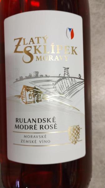 Rulandské modré rosé, moravské zemské víno, polosladké, alk.13,0 % obj., země původu Česká republika