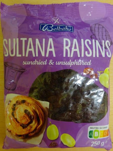 Belbake SULTANA RAISINS, Rozinky sultánky, bezsemenné